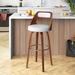 Ivy Bronx Leovanis Swivel Faux Leather Counter & Bar Stool w/ Wooden Legs & Metal Footrest Wood/Upholstered/Leather/Metal/Faux leather | Wayfair