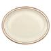 Libbey DSD-14 13 1/4" x 10 1/8" Oval Desert Sand Platter - Speckled, (2) Brown Bands, White