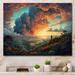 Red Barrel Studio® Storm Brewing V Framed On Canvas Print Metal in Blue/Orange/White | 30 H x 40 W x 1.5 D in | Wayfair