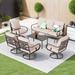 Lark Manor™ Arriona 7 Person Outdoor Patio Seating Set w/ 4 Swivel Lounge Chairs /Rust - Resistant in Black | 35.4 H x 74.4 W x 24.8 D in | Wayfair