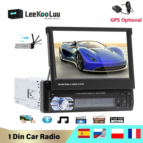 „LeeKooLuu Auto Radio Versenkbare 7 „“Touchscreen Autoradio 1 Din Auto Multimedia MP5 Video Player USB“