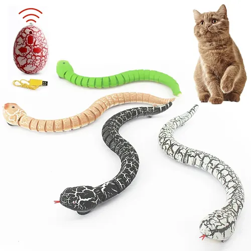 RC Fernbedienung Schlangen spielzeug für Katze Kätzchen Ei-förmige Steuerung Klapper schlange