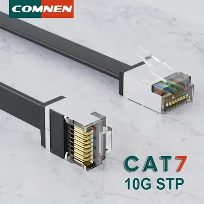 COMNEN 1 Stück 0,1–1,5 m Cat 7 RJ45 kurzes Kabel flaches Ethernet-Patchkabel Kabel Lan STP RJ45 LAN-Kabel für Laptops PS 4 Router RJ 45