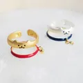 Exquisite und Nette Mini Katze Glocke Klaue Druck Paar Ring Gemalt Emaille Schwanz Ring Mode Trend