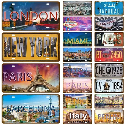 Route 66, Frankreich, Stadt, Weißblech, Metallschild, Vintage-Plakette, Blechschild, Wanddekoration, Image