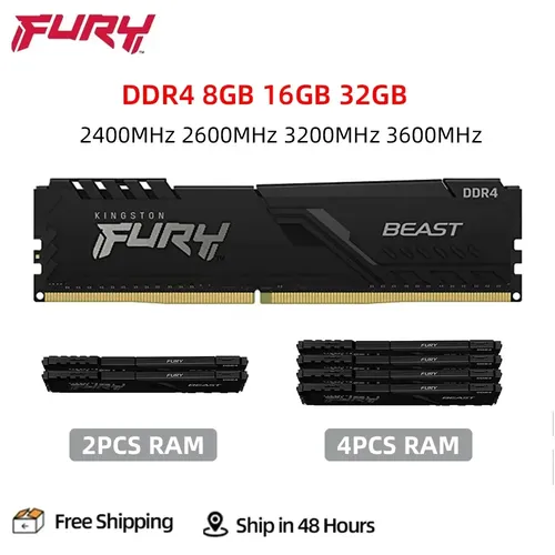 Kingston fury beast ddr4 8GB 16GB 32GB 3600 1 2 19200 MHz Desktop-Speicher Pin V Dimm PC4-100 DDR4