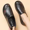 Vintage Echt leder Schuhe Frauen Blumen druck Ballerinas schwarze Damen Retro Slipper ältere flache