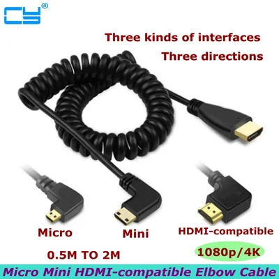 2m HDMI-kompatibel zu Rechts & Links Winkel Mini HDMI & HDMI & Micro HDMI männlich zu Männlich