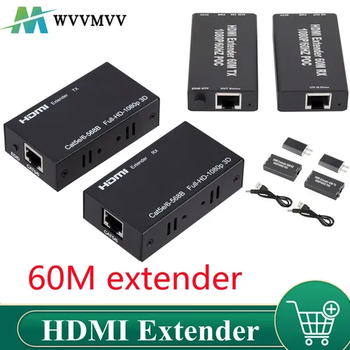 Extender HDMI RJ45 4K HDMI Extender Cat5 60m HDMI Extender Audio Kit über Ethernet Cat6/5e für PS4