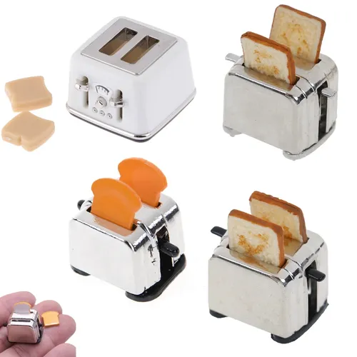 1/12 skala Puppenhaus Brot Maschine Mit Toast Miniatur Nette Dekorationen Toaster Puppenhaus Mini