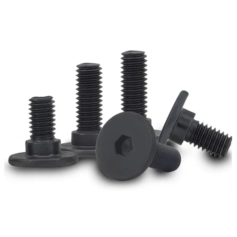 10 Stück schwarzer Kohlenstoffstahl Innensechskant große Flachkopf-Stufenschraube M6 dünner Kopf Flachkopf-Stufenpositionierung Halbzahnschraube Image