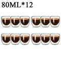 2-18PCS Doppel Wand Hohe Borosilikatglas Becher Hitze Beständig Tee Milch Saft Kaffee Wasser Tasse