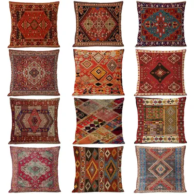 Ethnische Persische Teppich Kissen Geometrische Rot Blau Tribal Textur Böhmischen Kissen Hause Image