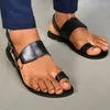 Herren-Sandalen, Vintage-Zehenring, PU-Leder, flache Schuhe für Herren, bequeme Reise-Strand-Hausschuhe, 2022, Sommer, römisch, große Größe 38–48