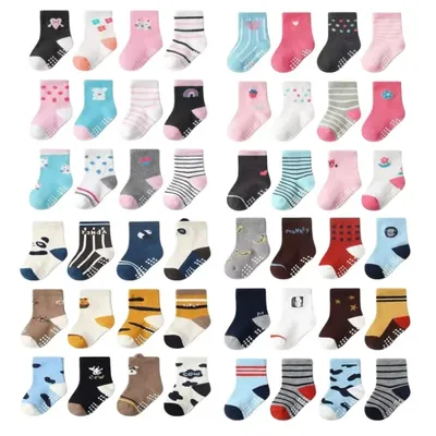 12 Paare/los Baumwolle Baby Gummi Slip-Beständig Boden Socken kinder Socken 1-7 Jahre