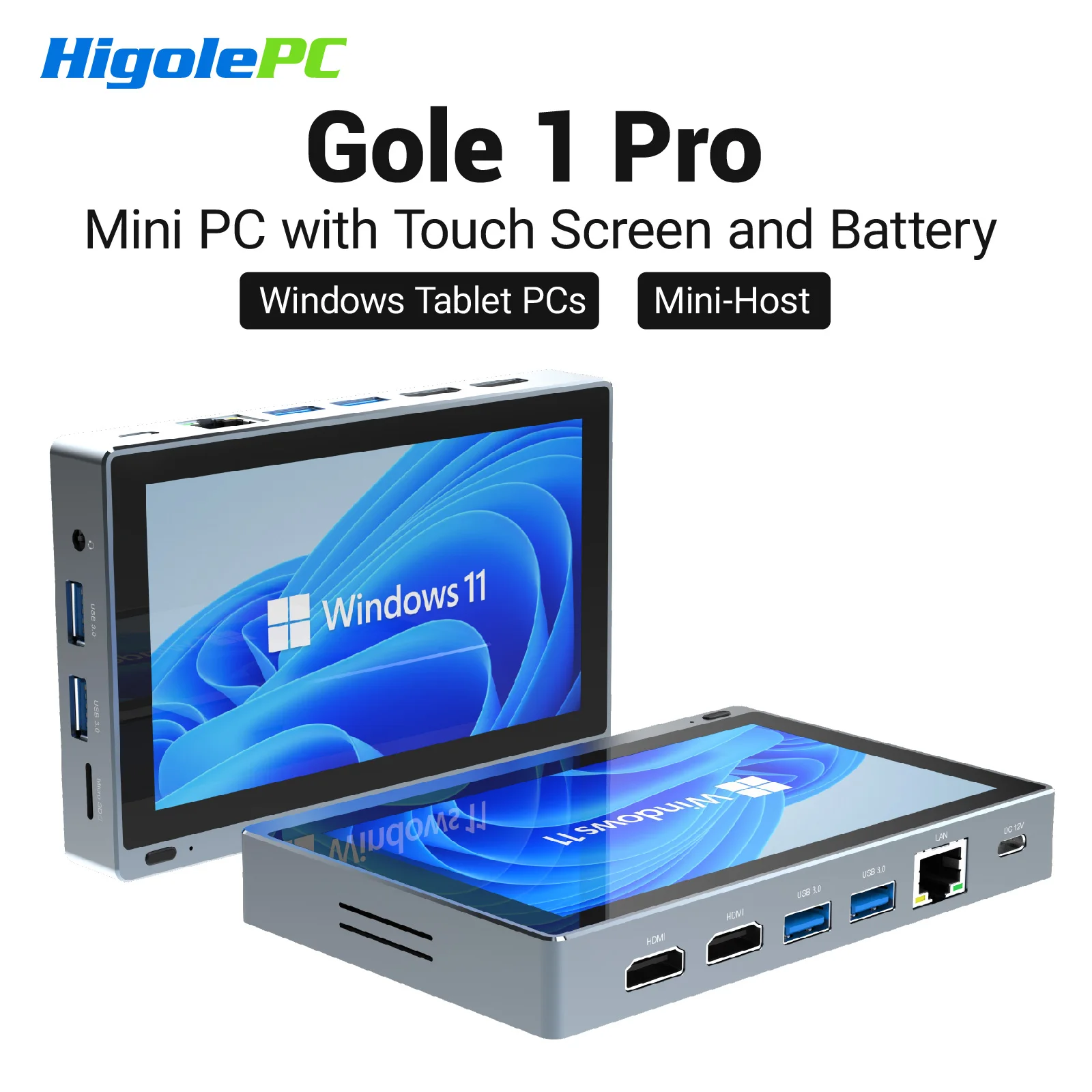 Higole Gole 1 Pro 5,5'' lüfterloser Mini-PC Intel J4105 Windows 11 WiFi5 8G 128G 2500 mAh mit Bildschirm Laptop Desktop-PC Mini-Computer Image
