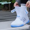 Schuh wasserdichte Abdeckung Männer Frauen Regens chuhe neue blaue Übers chuhe wasch bar tragbare große offene tpe Schuh überzug Knopf haltbare Galoschen