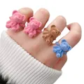 Beflockung Bears Ringe Mädchen Nette Bär Offene Ringe Einstellbare Größe Cartoon Index Ring