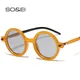 SO & EI Ins Beliebte Mode Runde Sonnenbrille Frauen Retro Doppel Farbe Klar Objektiv Brillen Männer