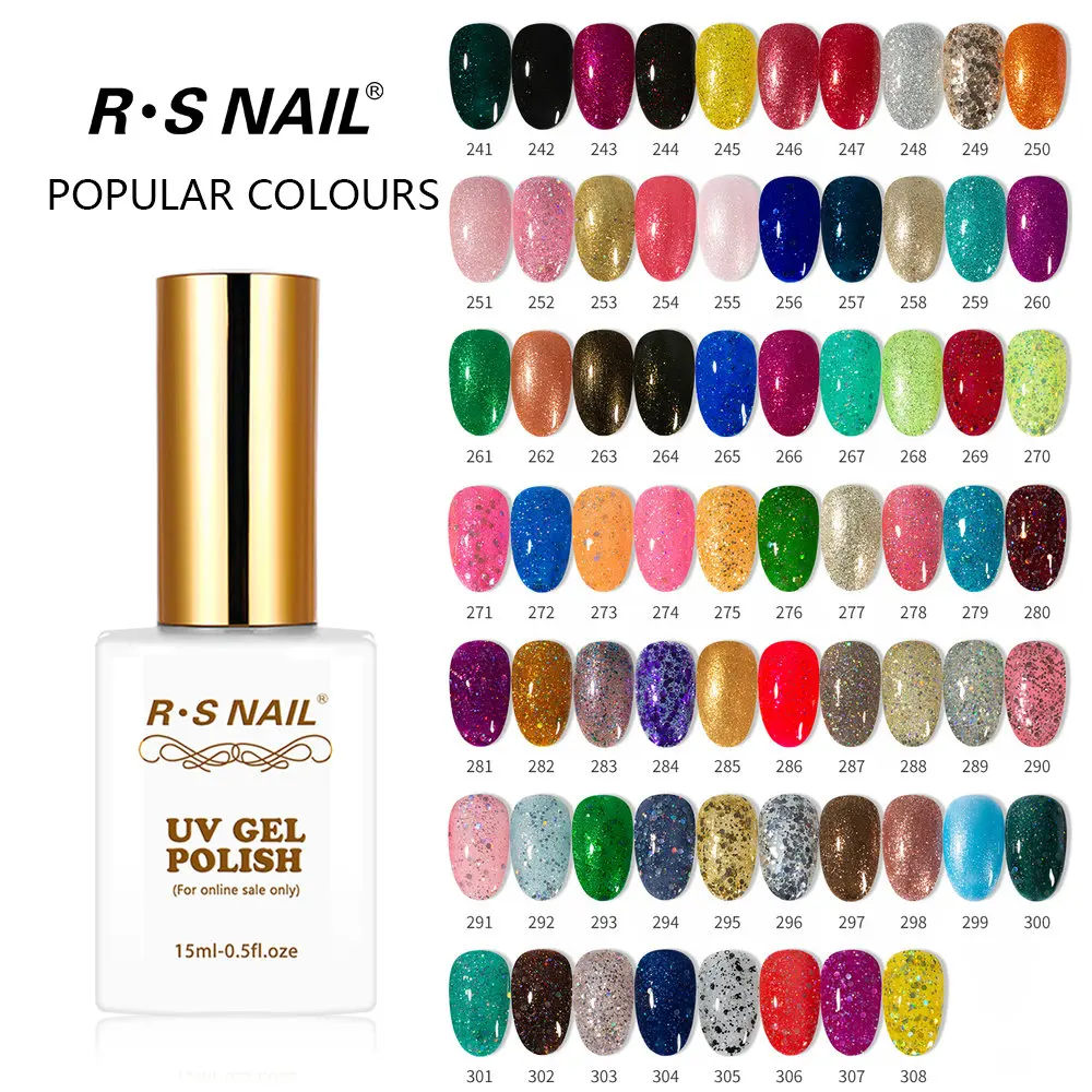 RS NAIL 15 ml UV-Nagelgelpolitur, 308 Farben, Gel-Lack # 241-308 Farbe Schwarz Weiß Rot Gellack von Nail Art Gelpoliermittel (5) Image