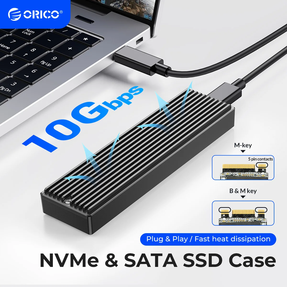 ORICO M2 SSD-Gehäuse NVMe USB Typ C Gen2 10 Gbit/s PCIe SSD-Gehäuse M2 SATA NGFF 5 Gbit/s M.2 NVME-Gehäuse Festplattenbox M.2 SSD-Gehäuse Image