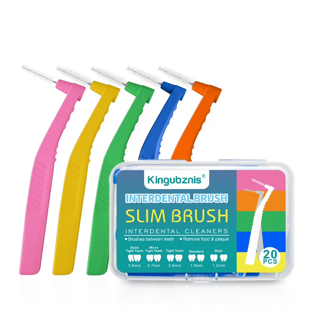 Kingubznis 20 Stück Interdentalbürste für Zahnkieferorthopädie, sauber zwischen den Zähnen, Reinigungswerkzeuge, weiche Mini-Bürste mit Staubschutz Image