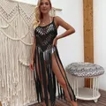 Häkeln Bikini Boho vertuschen sexy hohlen Fransen Saum Strand kleid Sommer Frauen Badeanzüge Beach