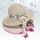 Sommer Breite Krempe Bowknot Stroh Sonnenhut Hüte für Frauen Damen Lange Floral Band Outdoor Reise