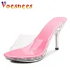 Neue Outdoor Transparent Kristall Sommer Sandalen frauen Hausschuhe 9cm Strand Damen Klar High Heels Sexy Frauen Schuhe Schwarz silber