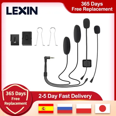 LEXIN LX-B4FM intercom headset & clip set für voll/halb helm mit Hoher qualität und Laut Sound Bluetooth Kopfhörer jack Stecker Image