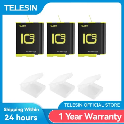 TELESIN 2Pack 1750mAh Batterie Für GoPro Hero 9 10 Mit Batterie Box Für GoPro 9 10 Schwarz Action