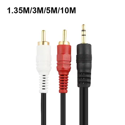 3M 5M 10M 3,5mm Männlich Jack zu AV 2 RCA Männlichen verlängern Kabel anschluss Für Telefon TV AUX