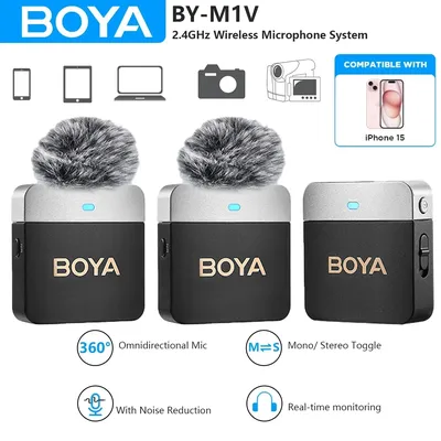 BOYA BY-M1V Wireless Lavalier-Mikrofon für iPhone 15/16 Android USB-C-Geräte Smartphone Youtube Aufnahme Live-Streaming Vlog