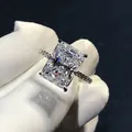 Luxus strahlend geschnittenen 4ct simulierten Diamant cz Ring Sterling Silber Verlobung Ehering