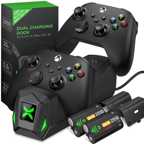 Dual Controller Ladegerät für Xbox Serie X | S/ Xbox One/X/S Controller Ladestation mit 2x2550mAh