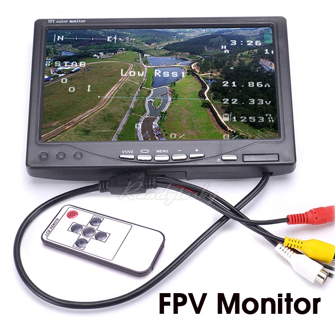 Neueste 7 zoll LCD TFT FPV 1024x600 Monitor Bildschirm fernbedienung FPV Monitor Fotografie Sonnenschutzes für Boden Station Image