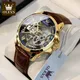 OLEVS herren Uhren Automatische Mechanische Uhren Wasserdicht Lederband Top Luxus Männer Armbanduhr