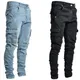 Mode Herren Jeans Skinny Wash Pocket Jeans hose Freund Streetwear Cargo hose gerade Hose Frühling