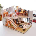 Montieren DIY Holz Haus Dollhouse kit Holz Miniatur Puppe Häuser Miniatur Puppenhaus spielzeug Mit