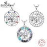 EUDORA 925 Sterling Silber Pentagramm Halskette für Frauen Mann Amulett 7 Farbe Chakra Vormund