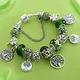 Dropshipping Silber Farbe Baum des Lebens Mode Perle Armbänder Green Leaf Floral Kristall Charme
