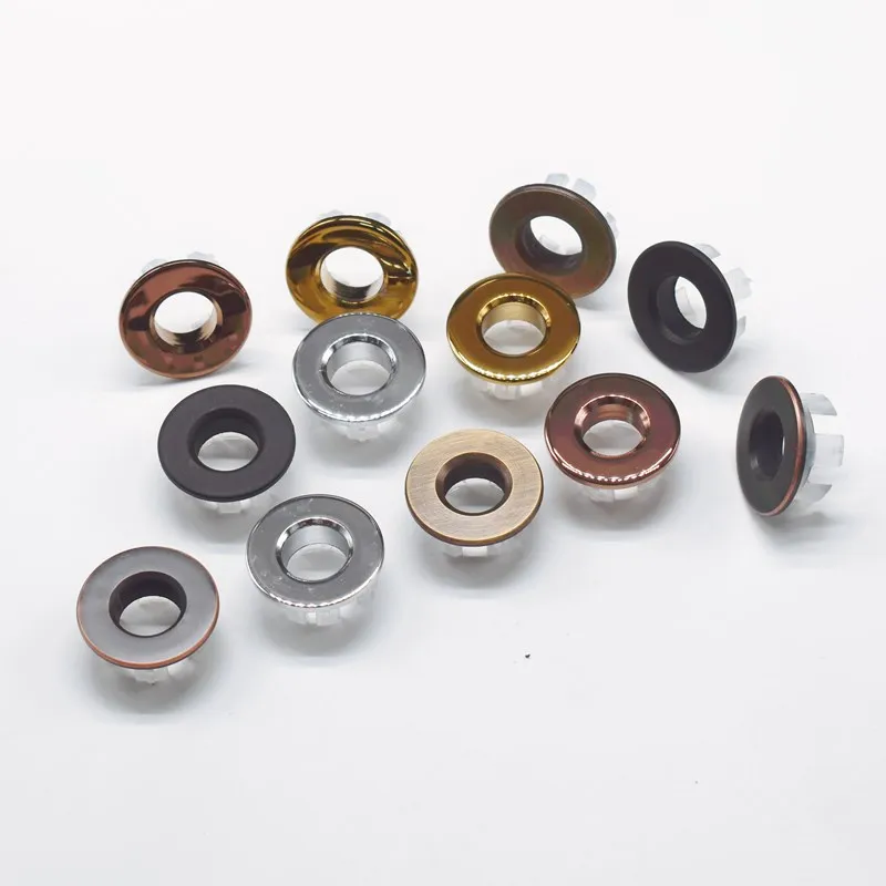 Kupfer 1 Stück Überlaufloch-Dekorabdeckung, runde Überlaufabdeckung für Waschbecken, schwarzer Waschbecken-Einsatzring für Badezimmerarmaturen