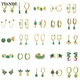 Tiande grün Zirkon Ohr stecker Tropfen baumeln Ohrringe für Frauen Gold Farbe Ohr manschetten Frauen