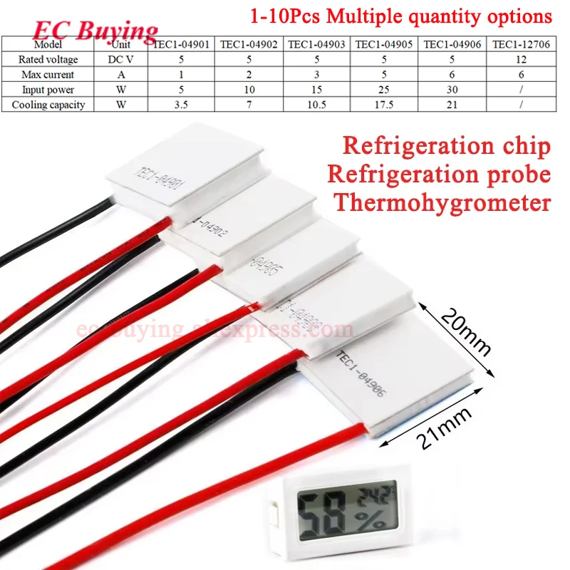 TEC1-12706 TEC1 04901 04902 04903 04905 04906 5 V 12 V Halbleiter-Kühlschrank Thermoelektrischer Kühler Peltier DIY 20*20 40*40 Image