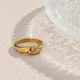 2022 neue Edelstahl Unregelmäßigen Schlange Form Kristall Ring Gold Überzogene Anlauf Freie Schmuck