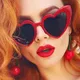 Liebe Herz Cat Eye Sonnenbrille Frau Vintage Weihnachten Geschenk Schwarz Rosa Rot Herz Form