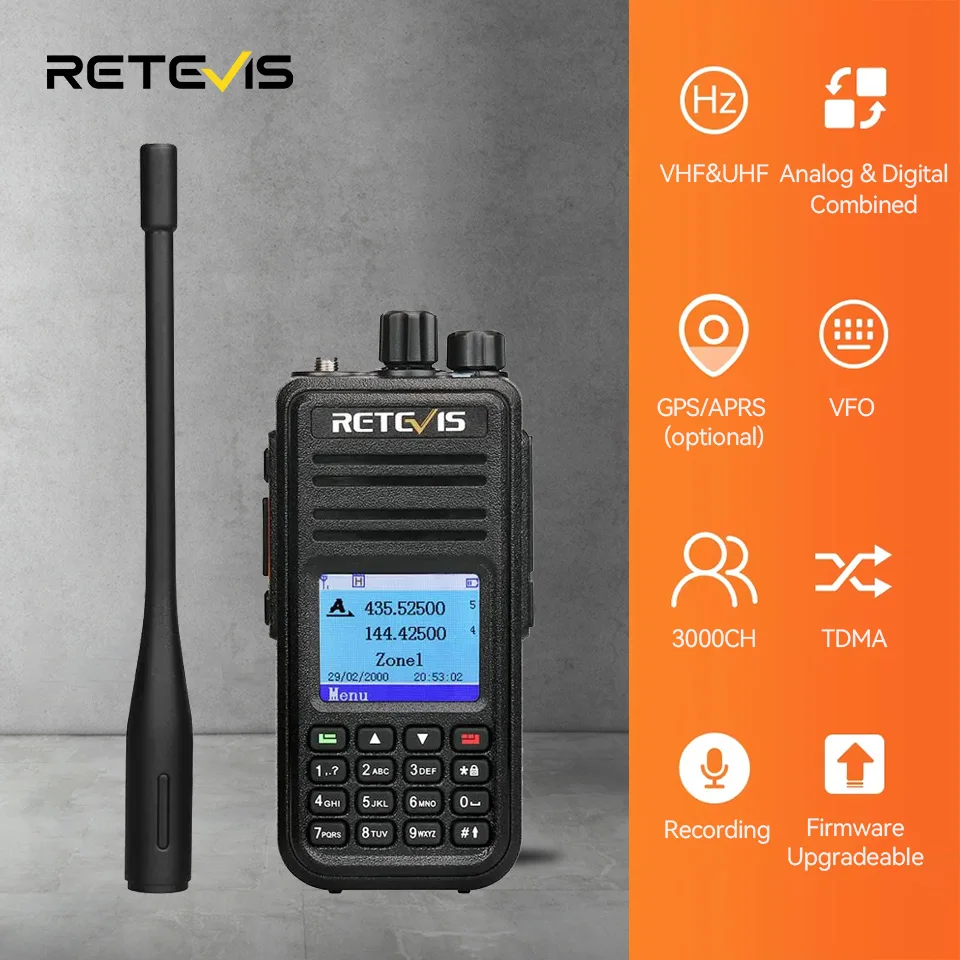 Retevis RT3S Walkie Talkie DMR Radio Long Range Walkie Talkies Camping Amateurfunk UHF VHF GPS AES256 Verschlüsselung Digital tragbar Image