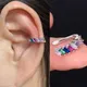 1PC Koreanischen Stil Frauen Mädchen Blume Blatt Clip Ohrringe Ohne Piercing Regenbogen Ohrring