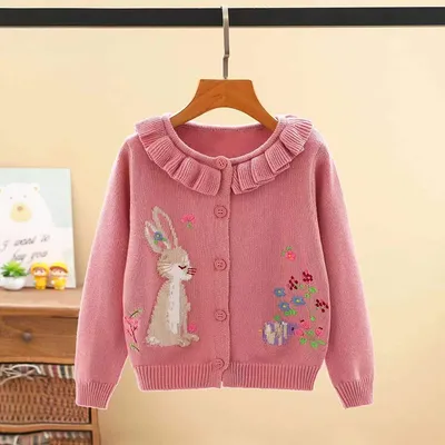 Little Maven Kinder-Mädchen-Kleidung, hübscher rosa Kaninchen-Pullover mit kleinen Küken, Baumwoll-Sweatshirt, Herbst-Outfit für Kinder von 2 bis 7 Jahren Image