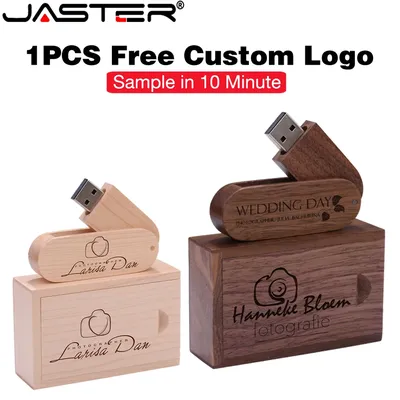JASTER Benutzerdefiniertes Logo Holz USB 2.0 Flash-Laufwerk 4 GB 64 GB 16 GB Speicher U-Stick 32 GB Image